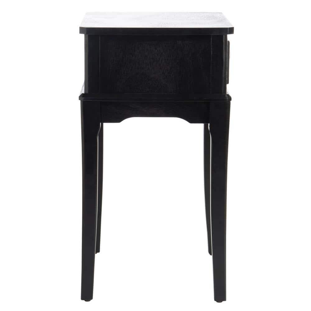 SAFAVIEH Opal French Black Rectangle Wood Storage End Table (17 in. W x 13 in. D x 23.5 in. H)