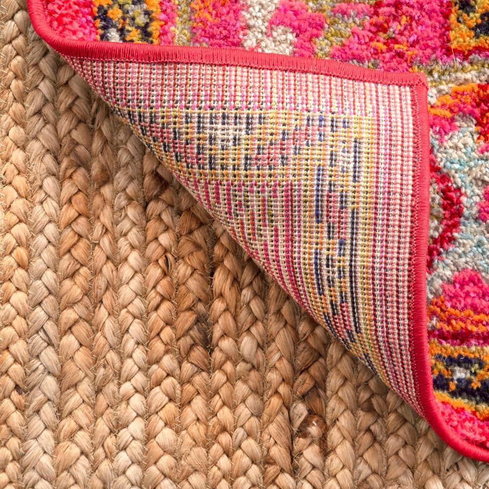 4'x6' Vintage Mackenzie Area Rug Pink - nuLOOM: Medallion Pattern, Low Pile, Indoor, Machine Made, Jute Backing