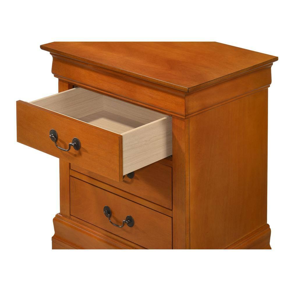 Passion Furniture Louis Philippe 3-Drawer Oak Nightstand (29 in. H x 21 in. W x 16 in. D)