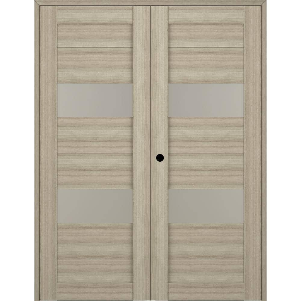 Belldinni Berta Solid Manufactured Wood and Glass Paneled Prefinished Standard Double Door