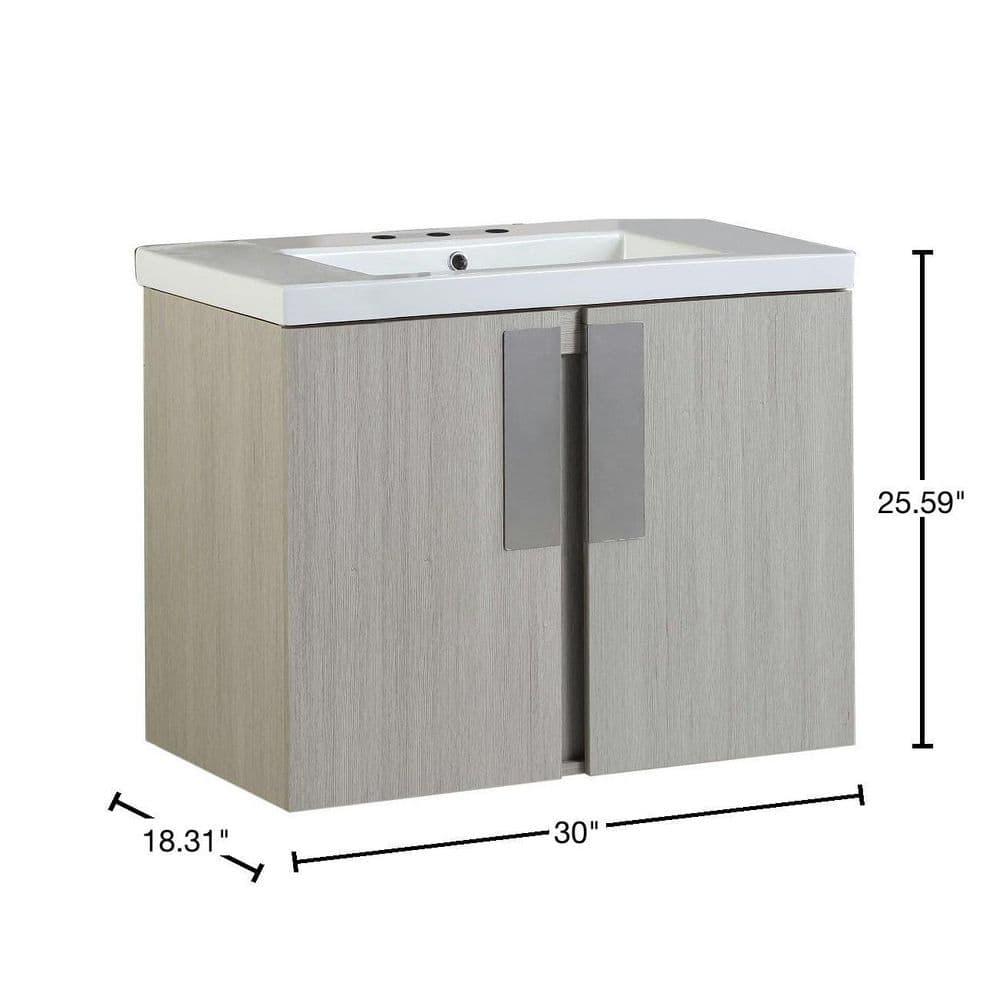 Lukeson 30'' Single Bathroom Vanity with Ceramic Top