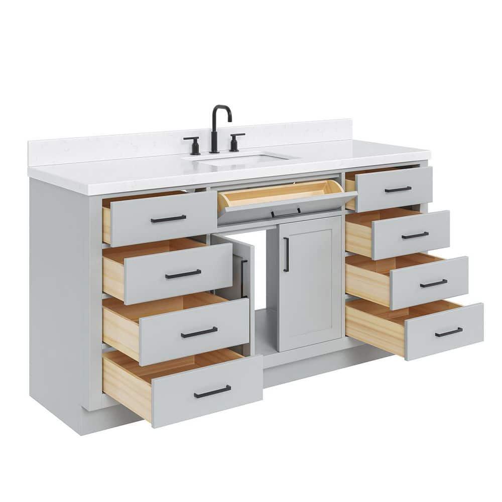 Ariel T066scqrvo Hepburn 66" Free Standing Single Basin Vanity Set - Grey
