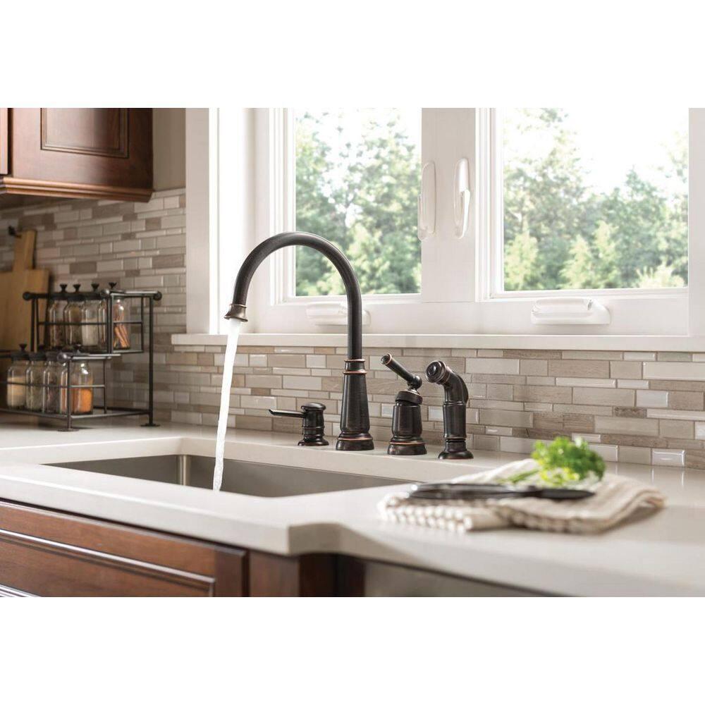 Moen Edison Mediterranean Bronze Single Handle Deck-mount Kitchen Faucet (Soap Dispenser Included) ( Side Sprayer Included )