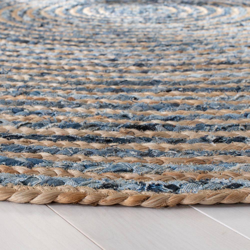 Cape Cod CAP250 Hand Woven Area Rug - Natural/Blue - 9' round - Safavieh.