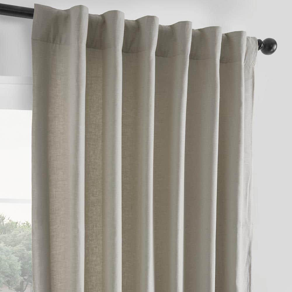 Exclusive Fabrics  French Linen Room Darkening Curtains Panel - Elegant luxurious Drapes (1 Panel) Fresh Khaki 50 X 96 96 Inches