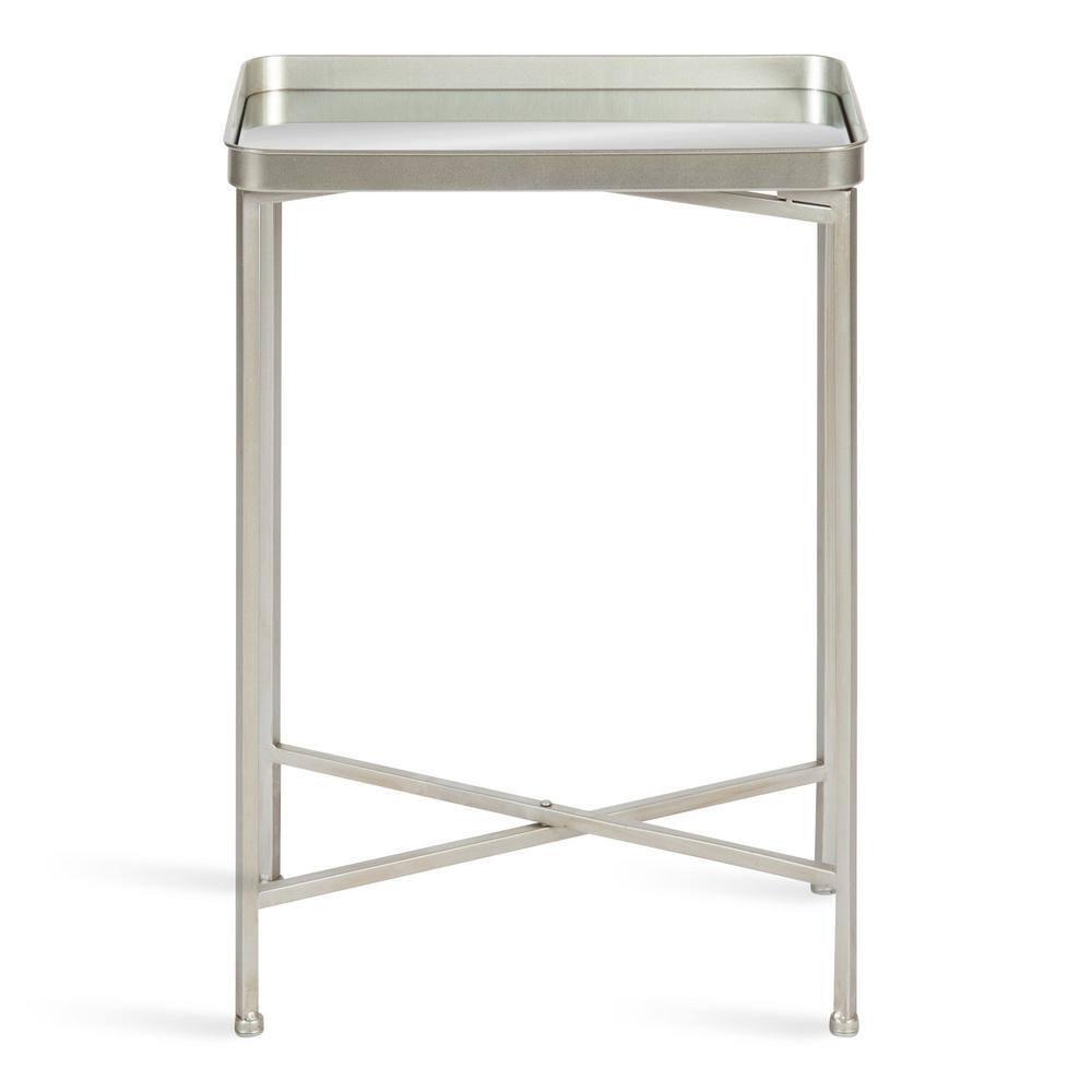 Kate and Laurel Celia Rectangle Metal Side Table, 18x12x26, Silver