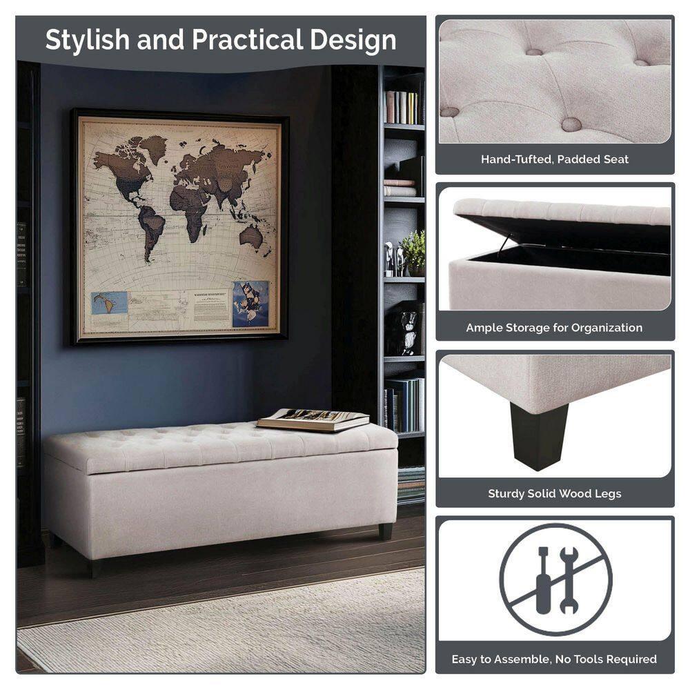 Everly Quinn Tufted Top Storage Bench, Mudroom Bench
