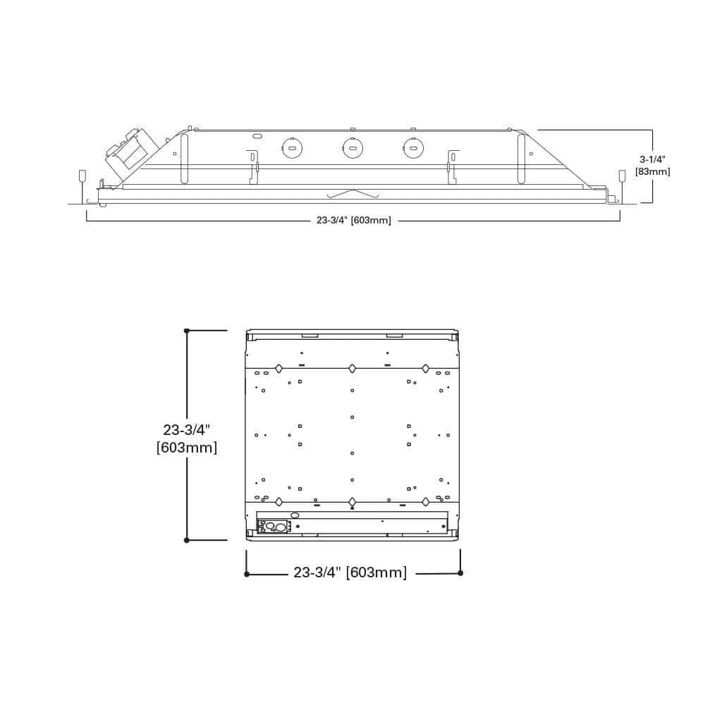 Metalux GRLED Series 30 W Troffer Light Fixture 3.25 in. H X 24 in. W X 24 in. L