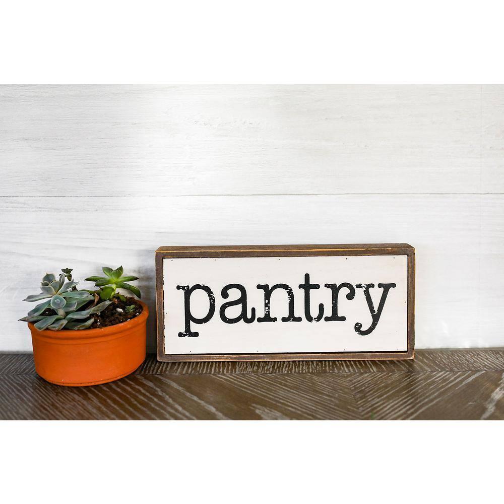 Parisloft Pantry Rustic Wood Block Sign, Small Farmhouse Tabletop Decor for Kitchen