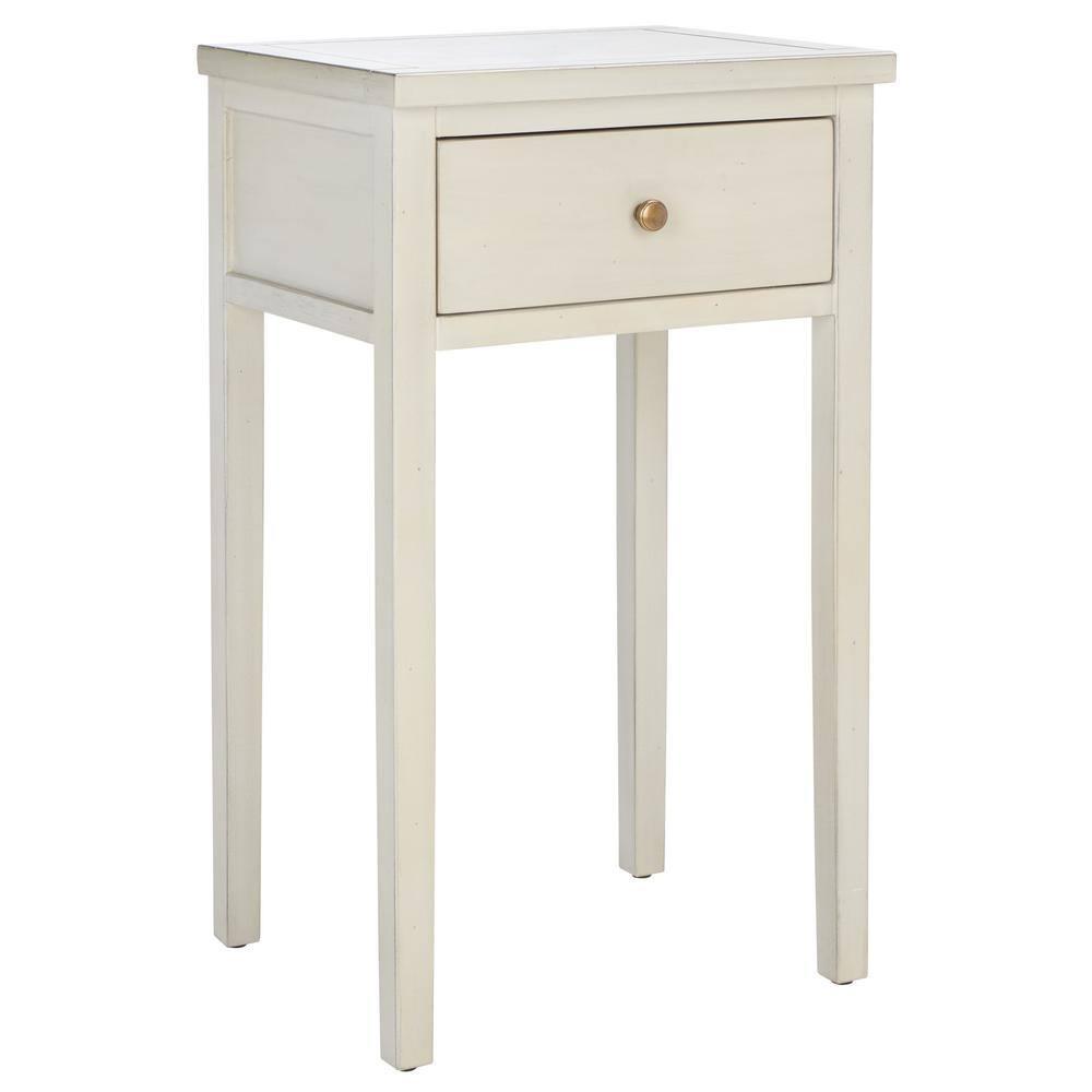 SAFAVIEH Abel Nightstand With Storage Drawer White Birch