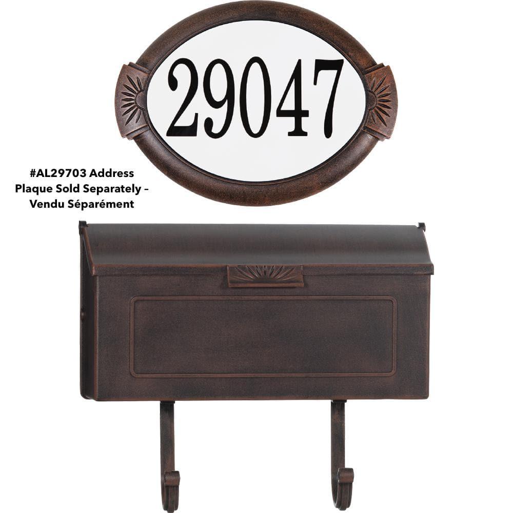 Cast Aluminum Metal Mailbox with Newspaper Hooks, Easy to Install Wall Mount, Heavy Duty, Rustproof Powder Coated Paint, Horizontal Mail Box for Outside House Porch - 16” x 4.25” x 8.25” (Black)
