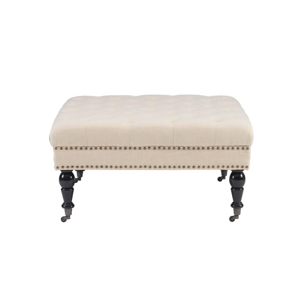 Kelly Clarkson Home Landis 35" Nailhead Trim Tufted Upholstered Ottoman