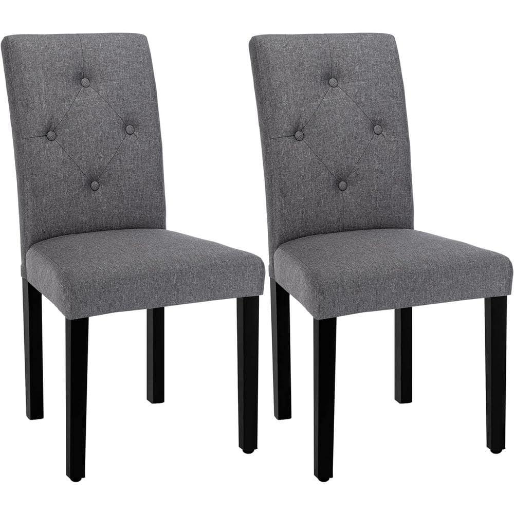 Gray Linen Upholstered High Back Parsons Side Chair Set