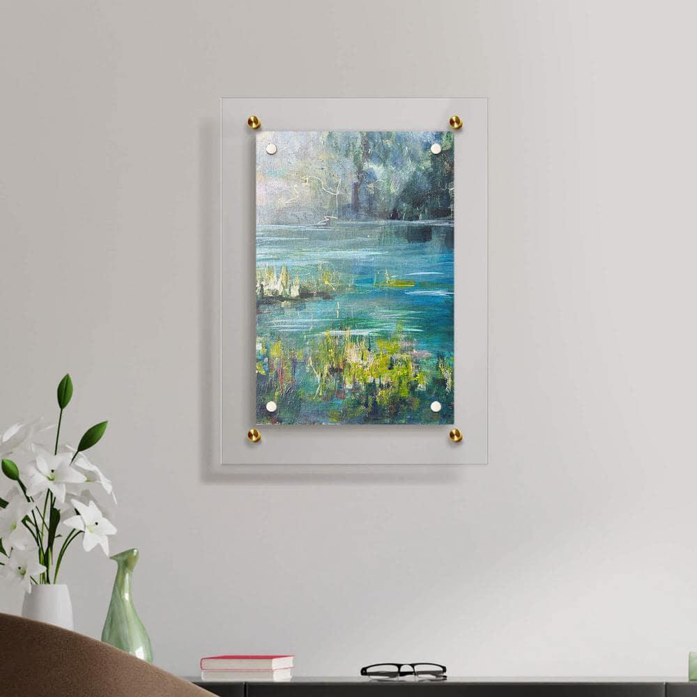Acrylic Floating Frame 27x39, for Photo up to 24x36 inches - Gold Wall mount standoffs with Magnets