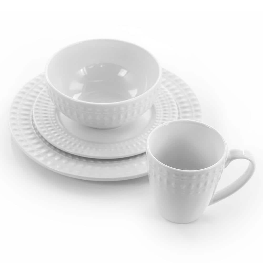 Elama Cara 16 Piece Porcelain China Dinnerware Set - Service for 4
