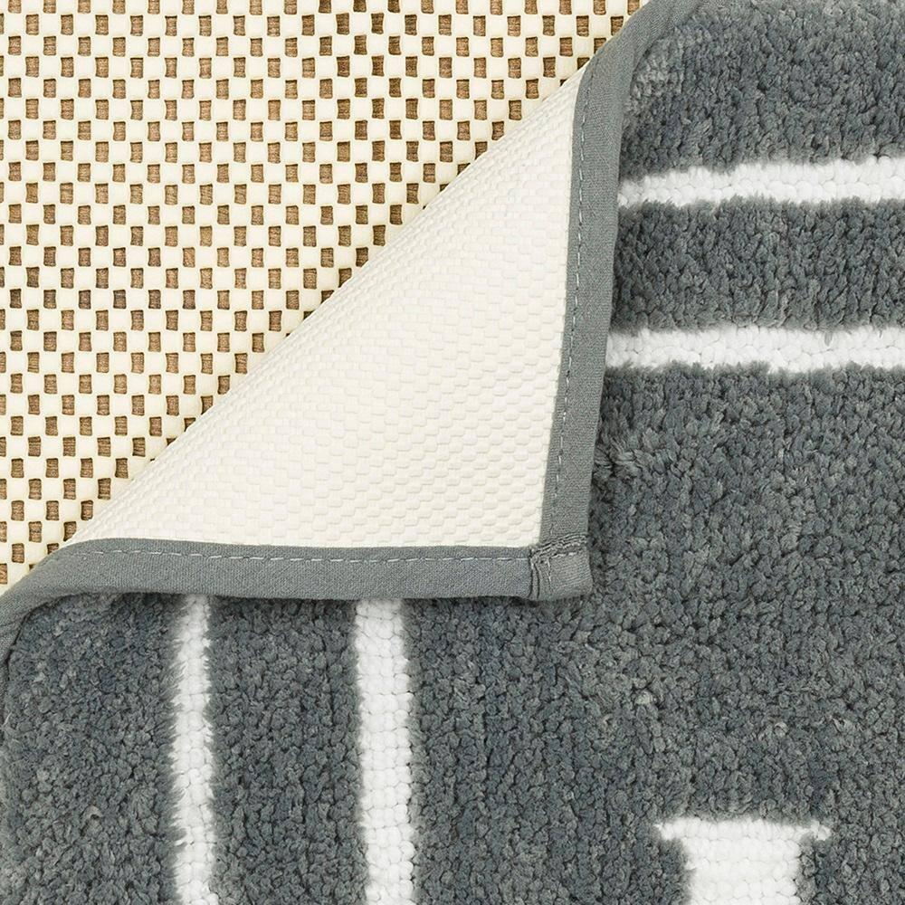 Mohawk Home Hers Knited Washable Polyester Non-Slip Bath Mat, Pewter, 1'8" x 2'10"