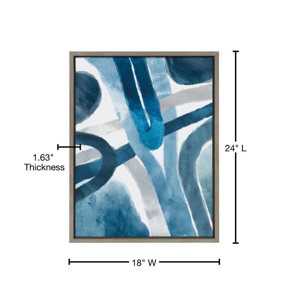 Kate and Laurel Abstract Blue and Gray Watercolor by Homes Designs, 18x24, Gray