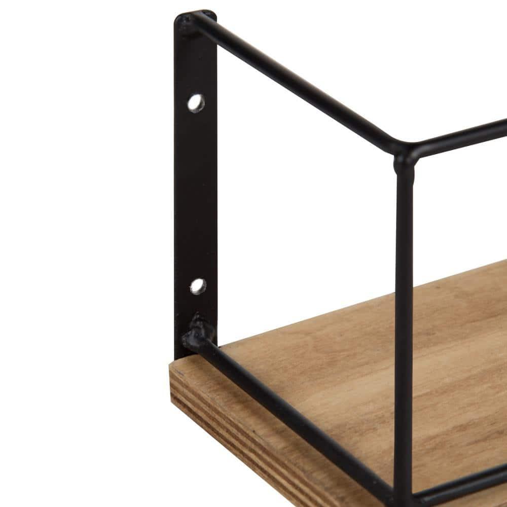 24" x 4" 2pc Decorative Wall Shelf Set Brown/Black - Uniek: Kate & Laurel No Assembly, Wood & Metal