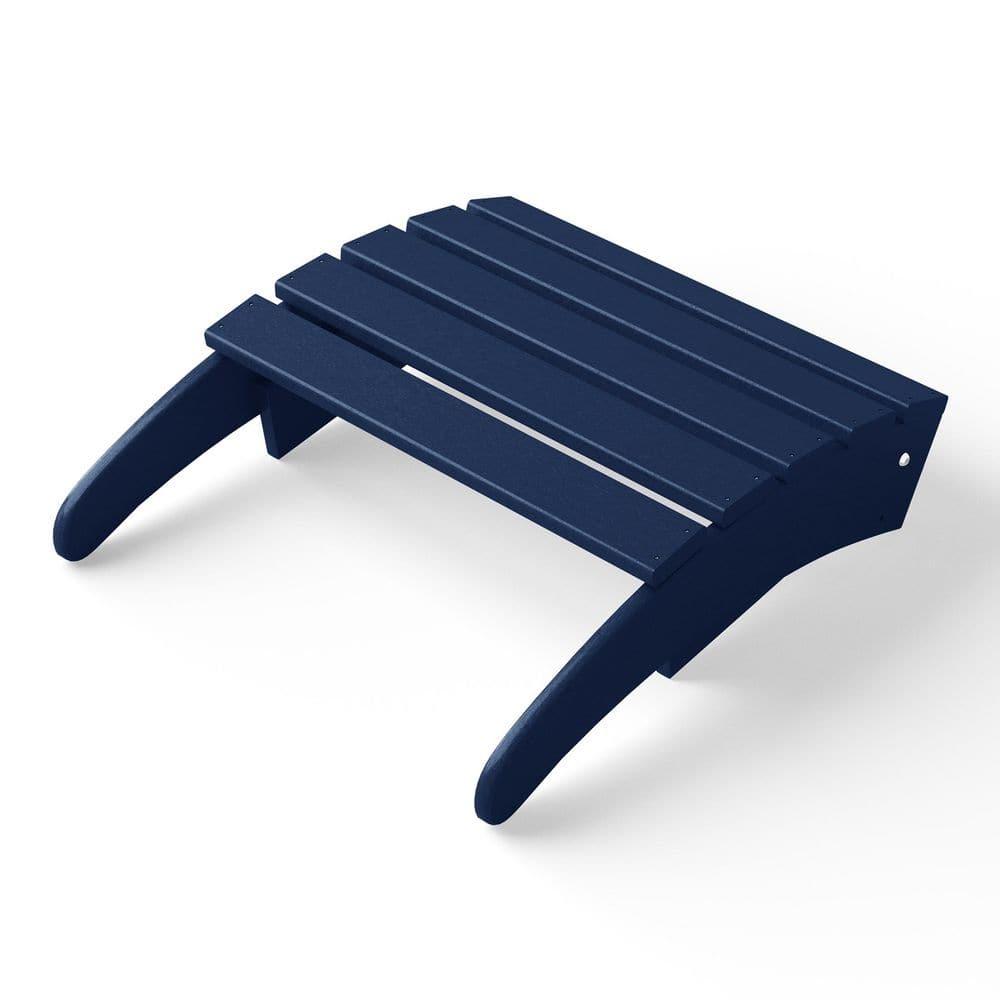 Polytrends  Laguna Hdpe All Weather Outdoor Patio Foldable Ottoman Navy Blue