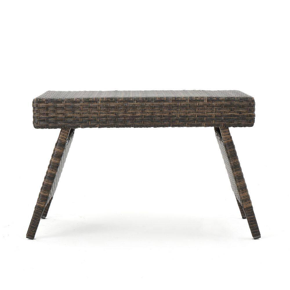 Thira Wicker Adjustable Folding Side Table - Mocha - Christopher Knight Home: Patio Furniture, Water-Resistant