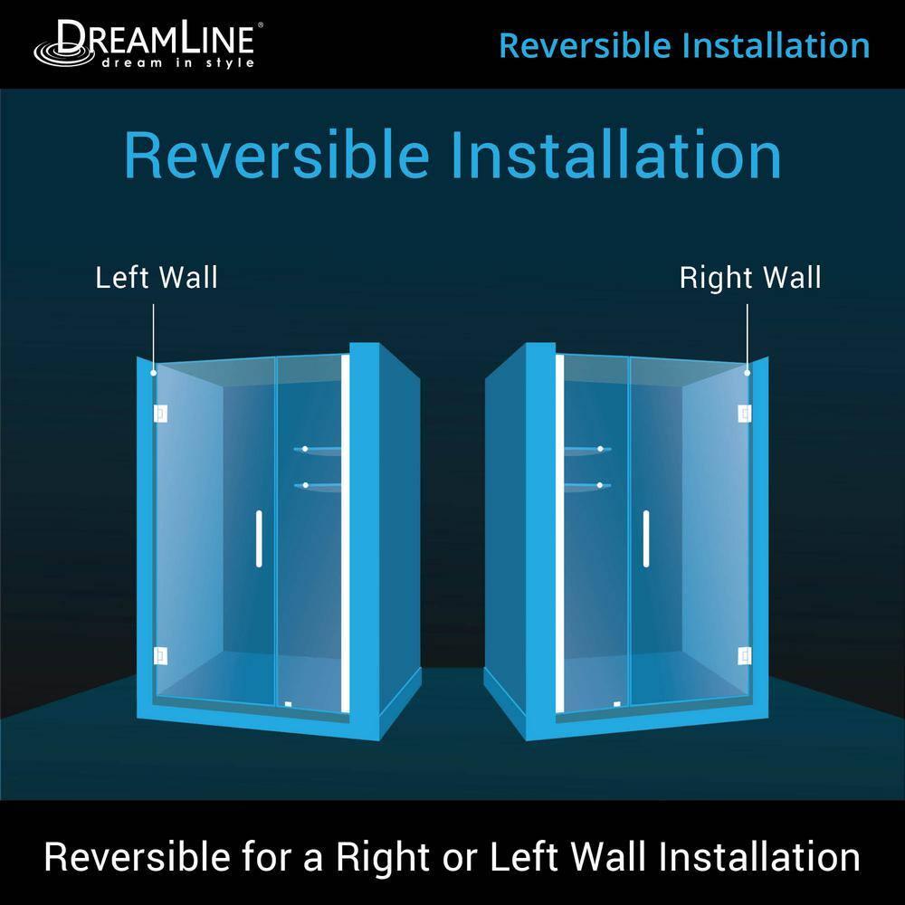 Unidoor Frameless Hinged Shower Door with Glass Shelves