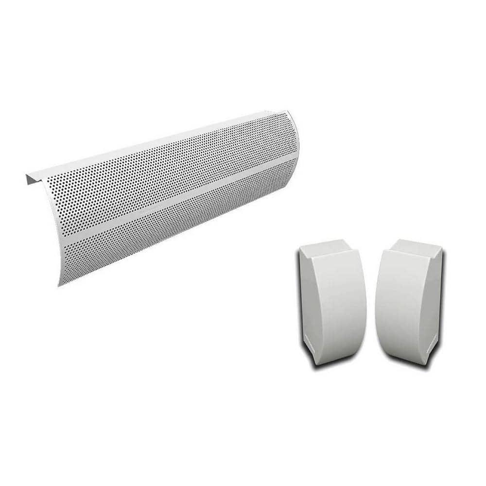 Baseboarders Baseboarders Elliptus Galvanized Steel Easy Slip-on Baseboard Heater Cover Set - White | Heater Cover and Endcaps Included