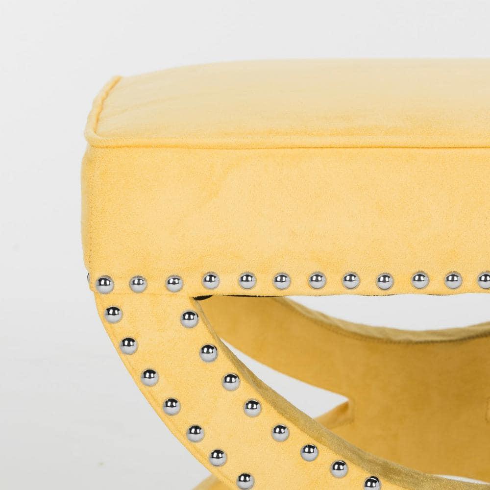 Mystic Ottoman with Silver Nail Heads - Yellow - Safavieh
