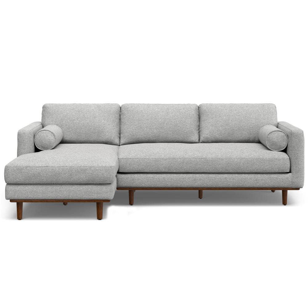 Simpli Home Morrison Large Left Sectional Sofa,Mid-Century Modern Couch with Chaise Lounge and Eco-Friendly Woven-Blend Fabric