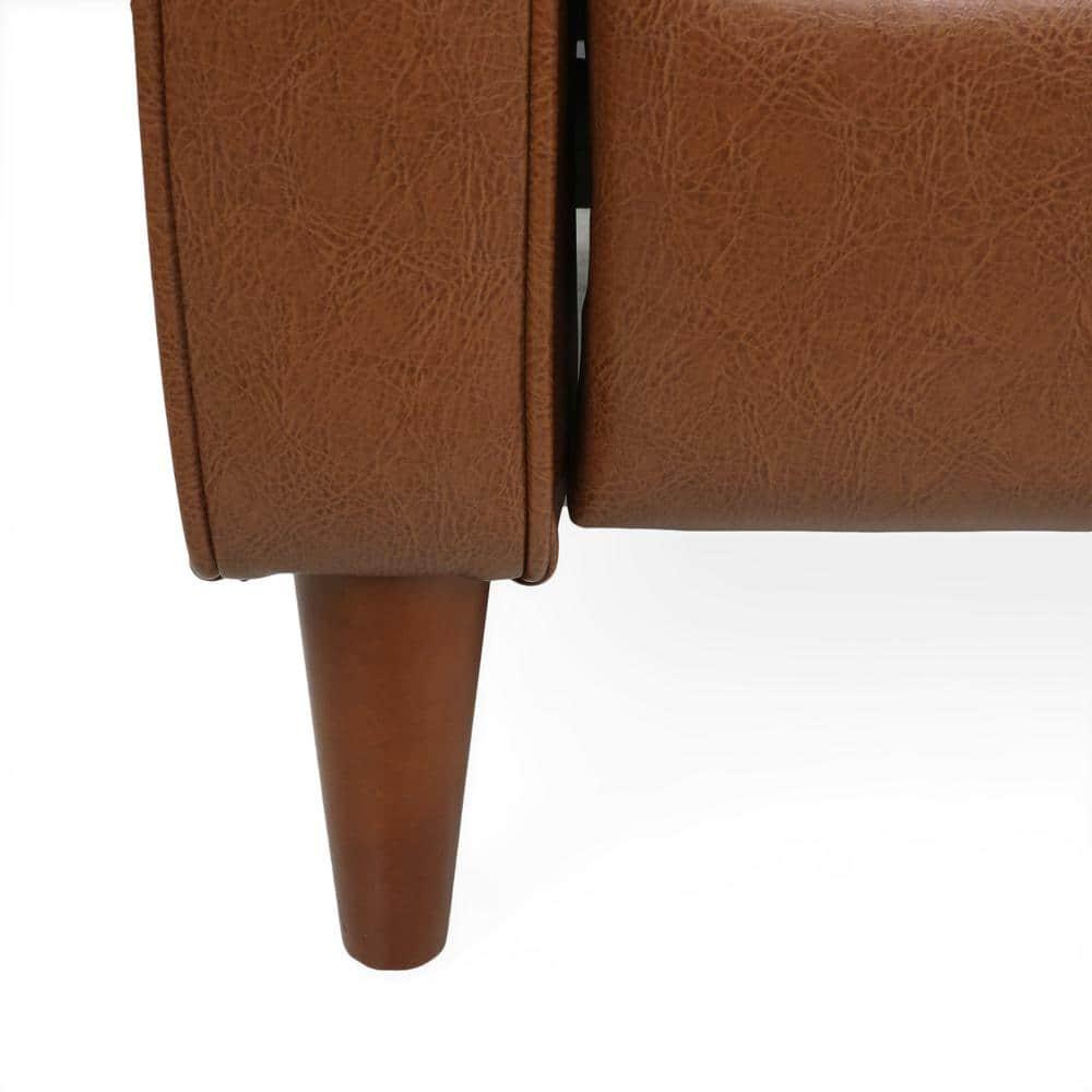 Noble House Craigue Faux Leather Tufted Loveseat Pushback Recliner, Cognac Brown