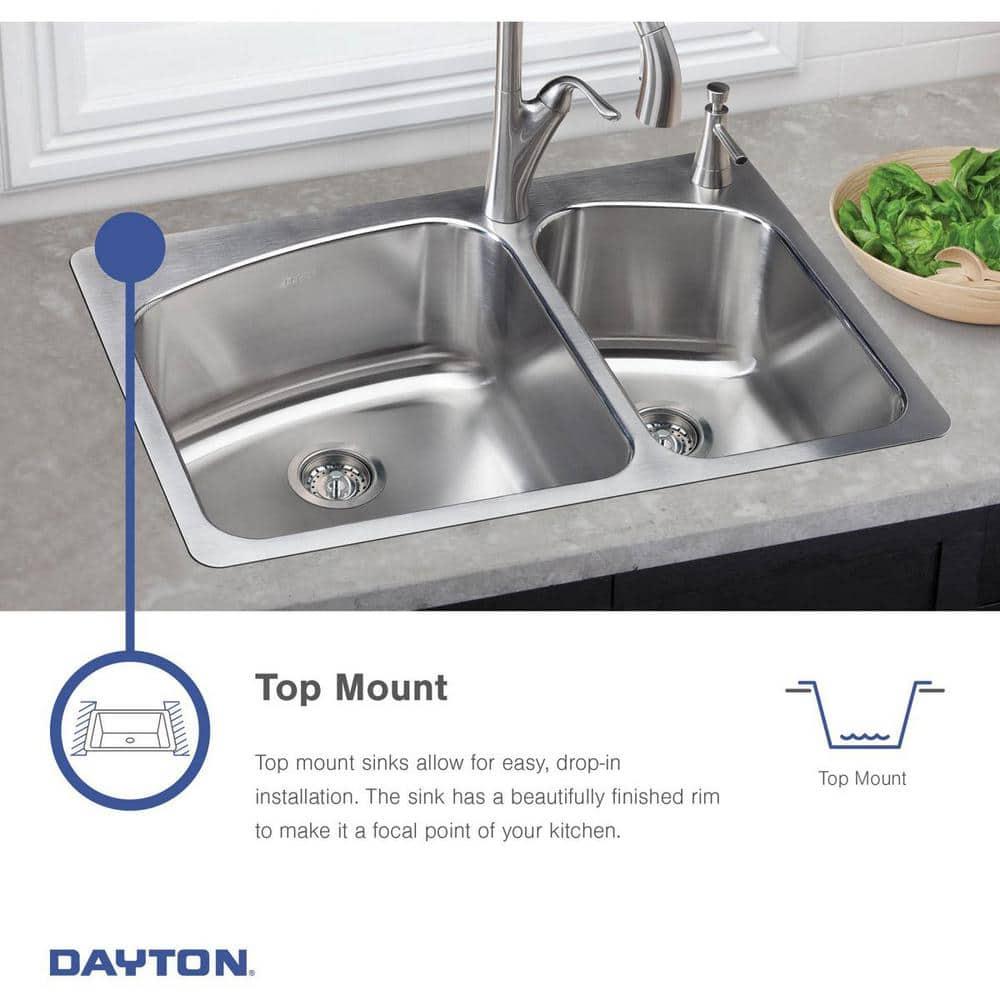 Dayton 25" L x 19" W Double Basin Drop-In Kitchen Sink