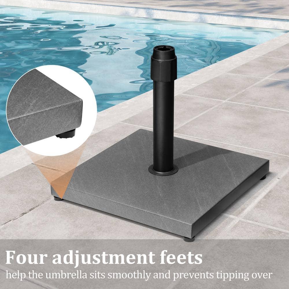 45lbs Patio Umbrella Base - Heavy Duty Outdoor Patio Market Umbrella Stand for Deck, Poolside, Balcony, Wind-Resistant Design, Grey