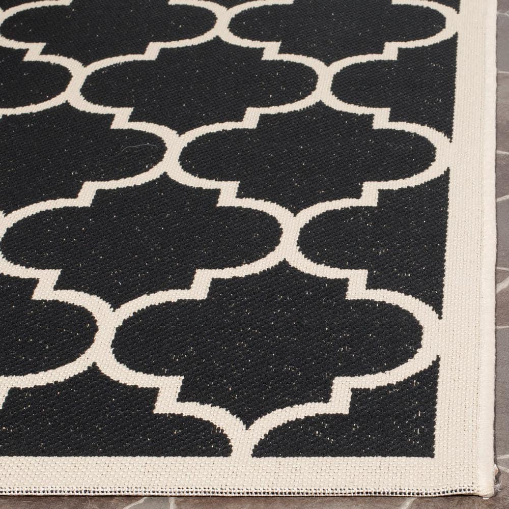 Courtyard CY6914 Power Loomed Indoor/Outdoor Area Rug - Black/Beige - 5'3"x5'3" - Safavieh.