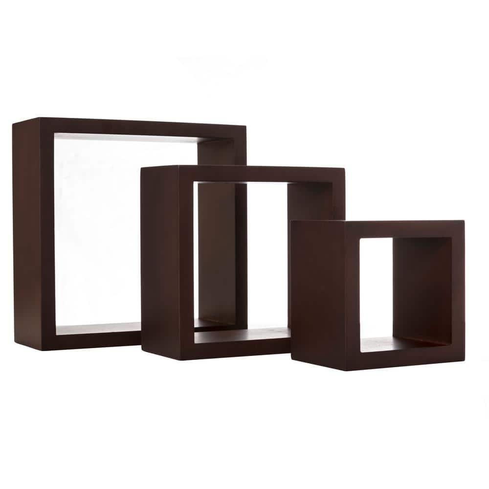 kieragrace KG Modern  Cubbi Floating Wall Shelves Espresso Engineered Wood