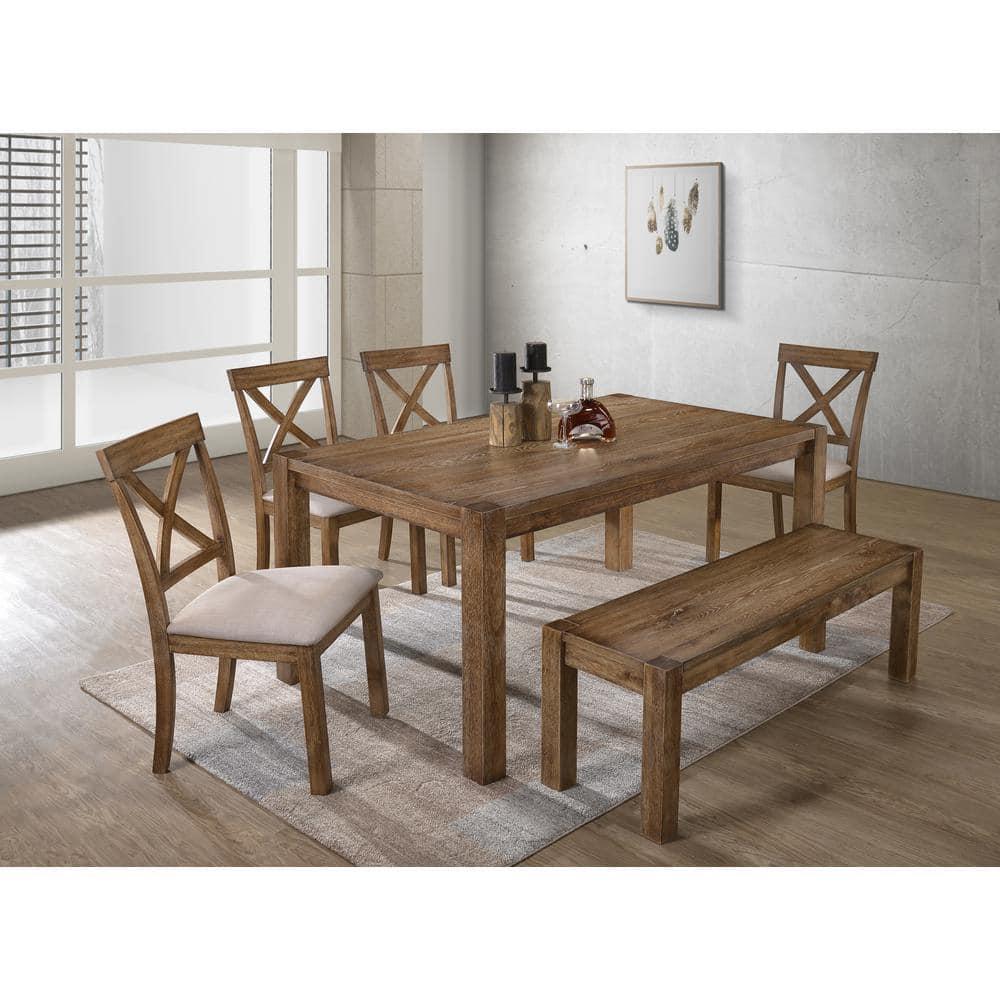 Best Master Furniture Janet 60" Rectangular Dining Table, Natural Wood