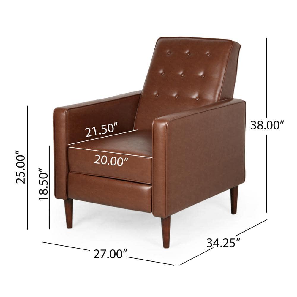 Noble House Caden Indoor Faux Leather Recliner, Cognac, Dark Espresso