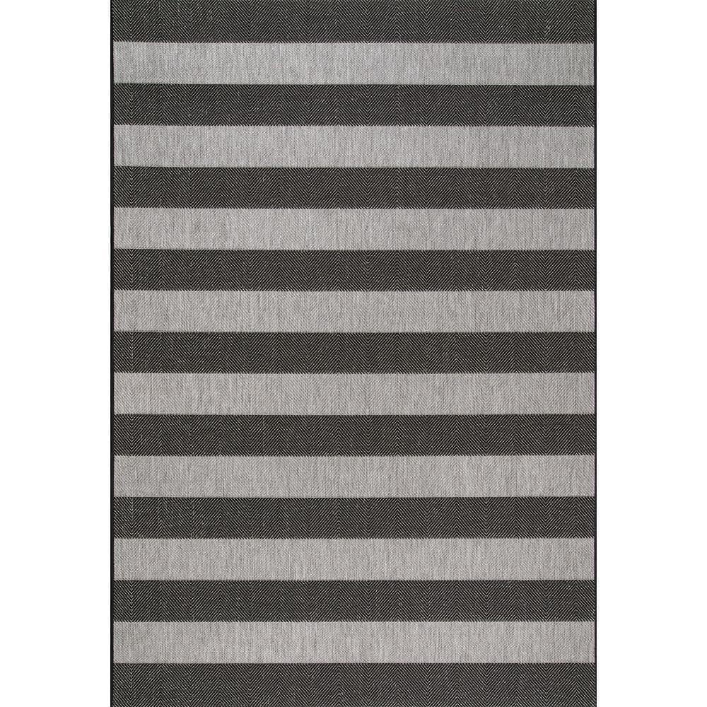 Nuloom Alexis Striped 5x8 Indoor/Outdoor Area Rug for Living Room Patio Deck Front Porch Kitchen, Black/Light Grey
