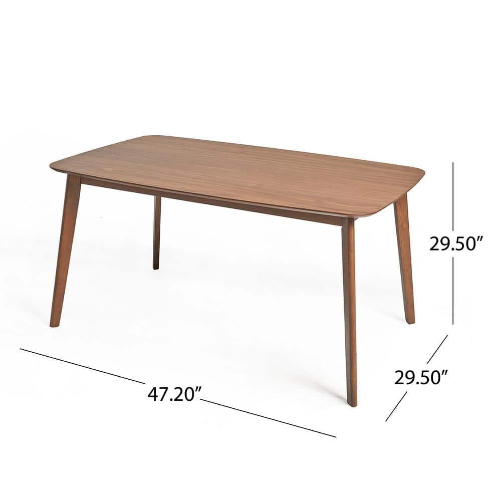 Christopher Knight Home 5pc Megann Mid Century Wood Dining Set Walnut/Mint: Polyester Upholstered Chairs, Rectangular Table