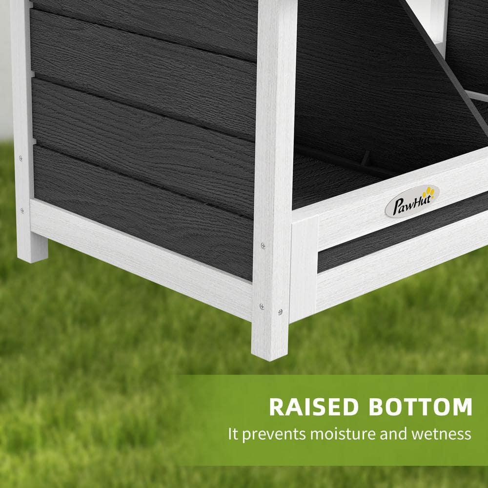 Gray Wooden 3-Hole Chicken Nesting Box with Asphalt Roof
