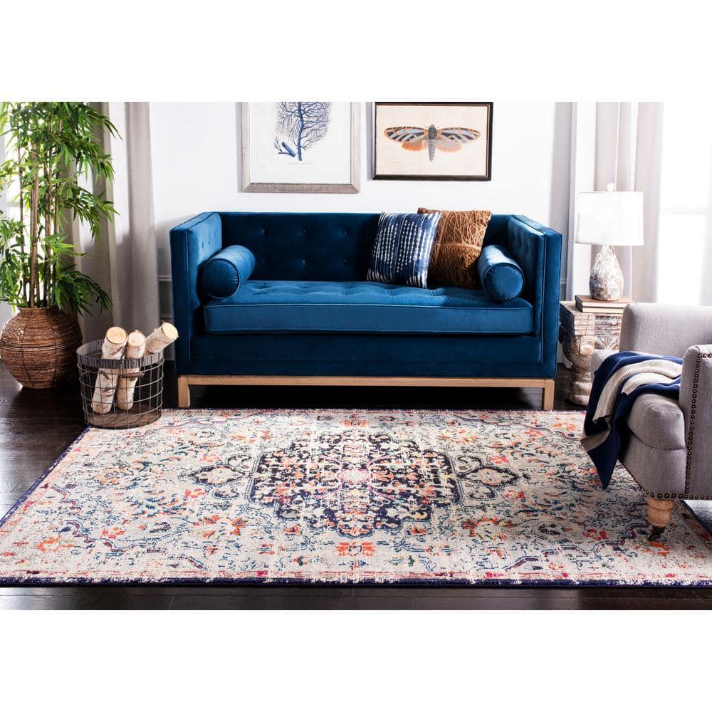 Madison MAD447 Power Loomed Indoor Area Rug - Beige/Black - 4'x6' - Safavieh