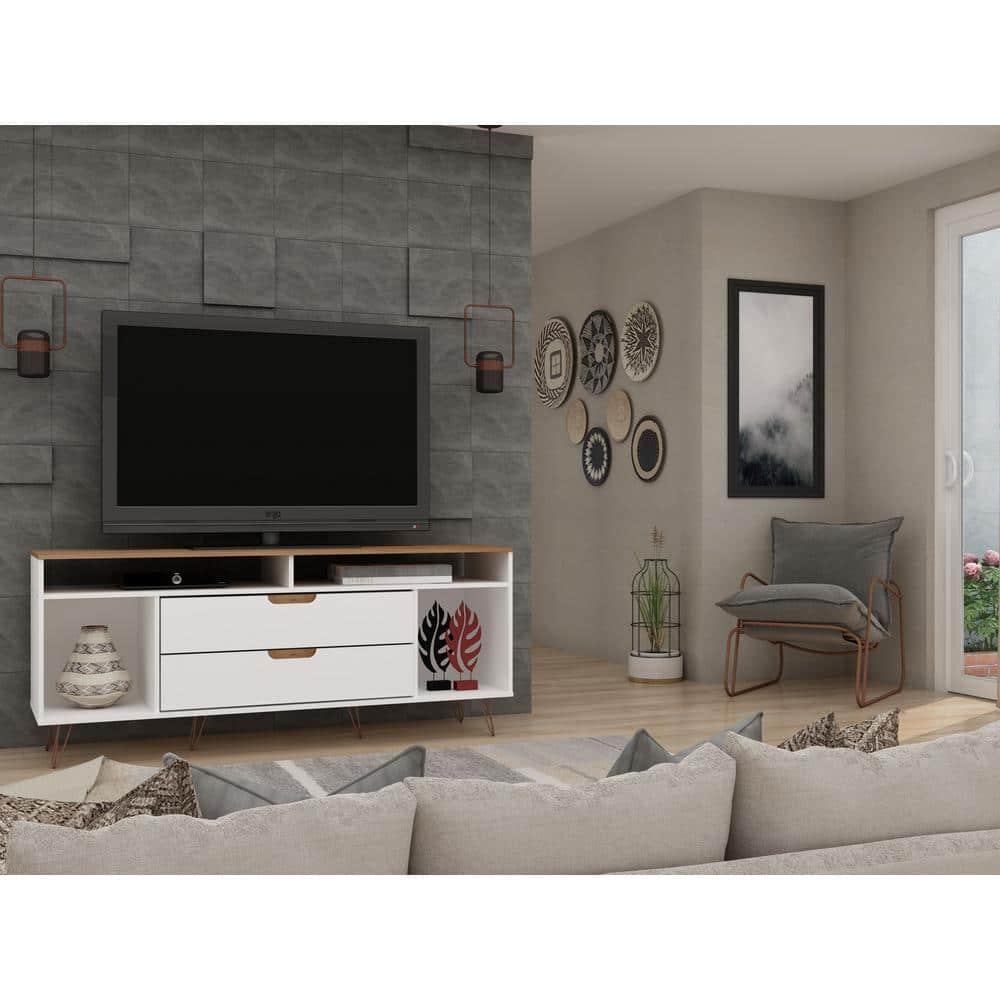 Rockefeller 62.99 TV Stand with Metal Legs and 2 Drawers