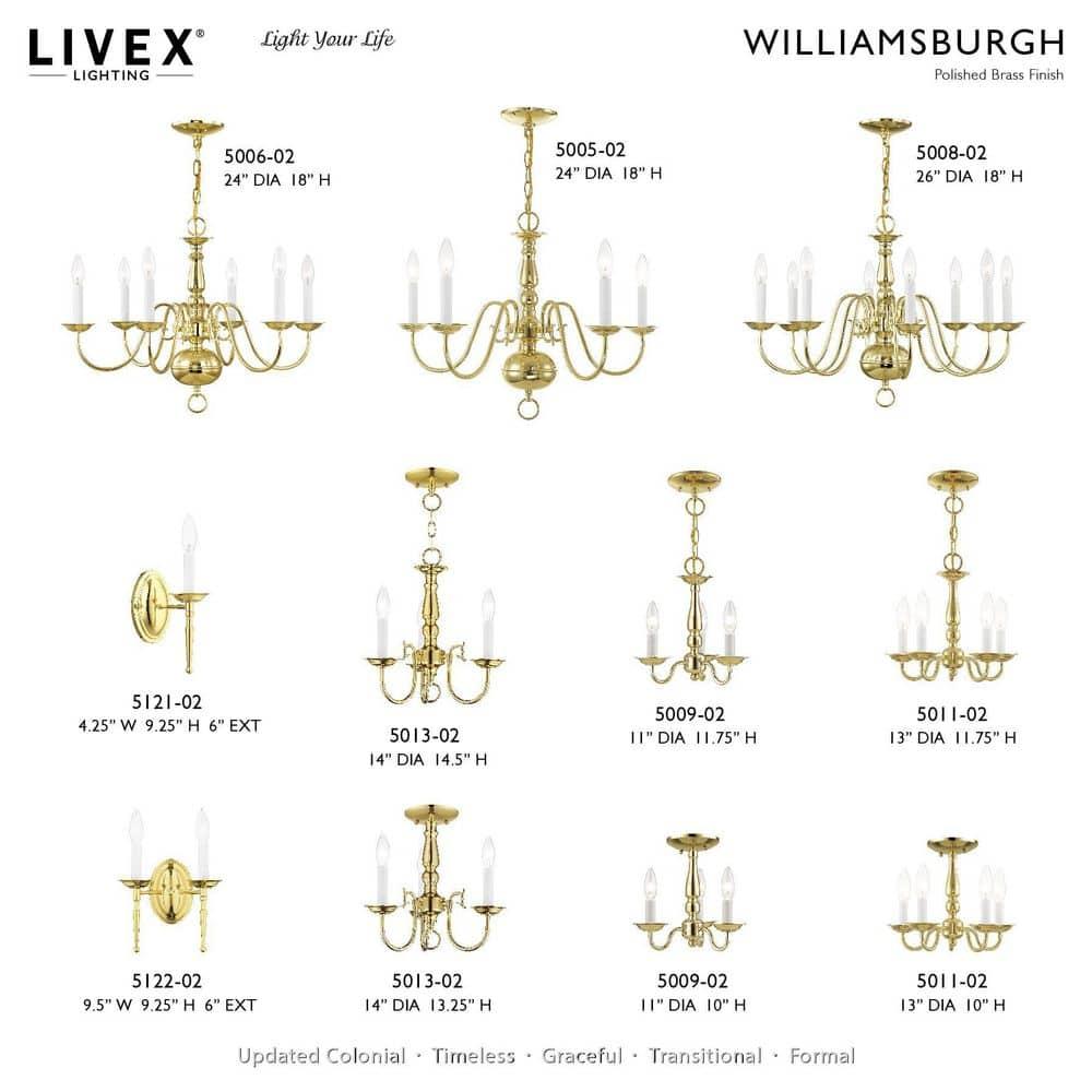 Livex Williamsburgh Chandelier in Polished Brass