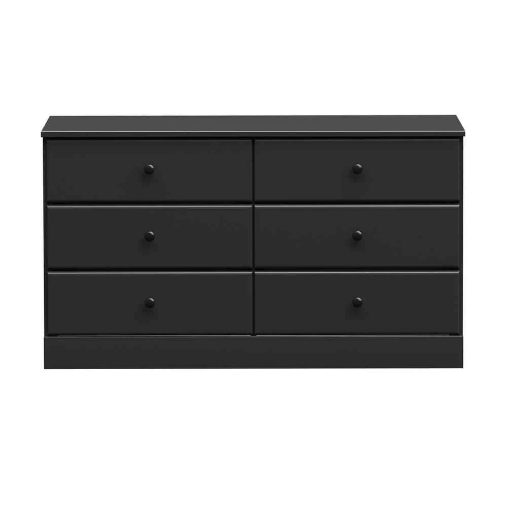 Prepac Astrid 6 Drawer Dresser Black: Laminated Wood Composite, Metal Hardware, Safety Stops