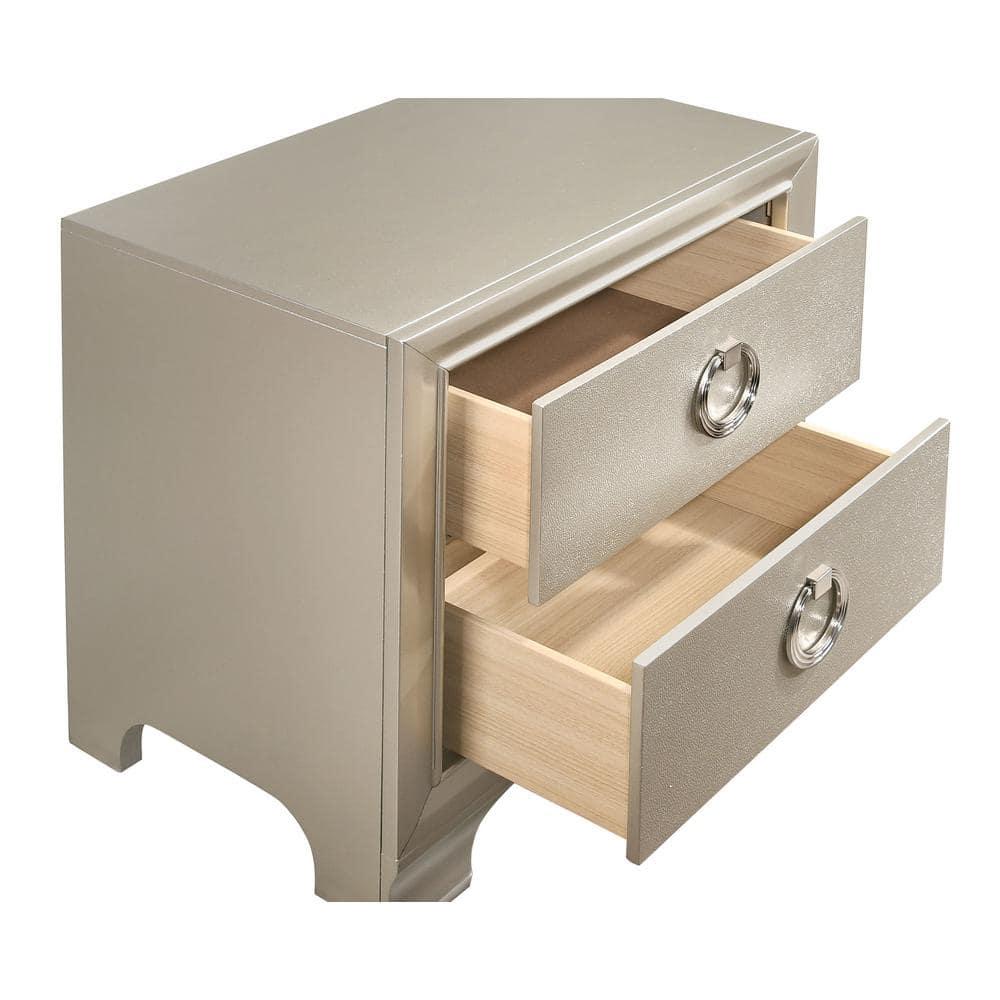 Salford 2-drawer Nightstand Metallic Sterling