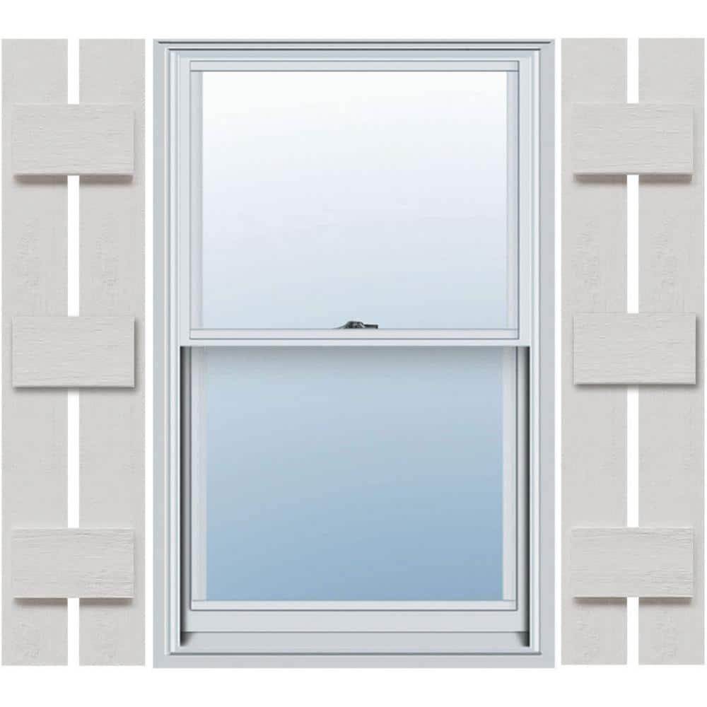 Ekena Millwork Timberthane Faux Rustic Spaced Board-n-Batten Faux Wood Shutters