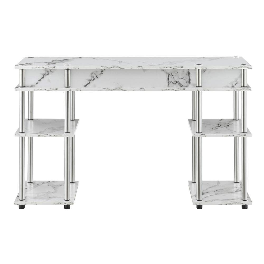 Convenience Concepts Designs2Go Student Desk with Shelves, White Faux Marble, All Ages - 30" Height