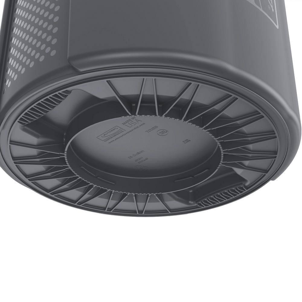 Suncast® Commercial Oval HDPE Utility Trash Can, 55 Gallons, Gray