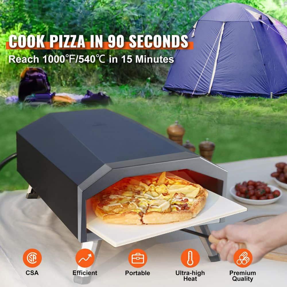 Choco Moon 13" Portable Gas Pizza Oven, Outdoor Propane Pizza Maker with Stainless Steel Construction & Pizza Stone, Perfect for BBQ Camping & Picnics, CSA Certified, Black