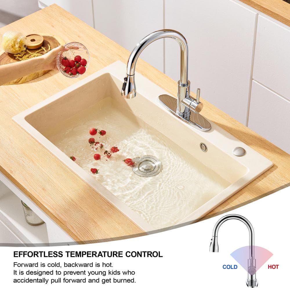 GAGALIFE Single Handle Pull Down Sprayer Kitchen Faucet High Arc Stainless Steel Faucet with 3-Function Sprayer JJL-CL-PT-SDP-C