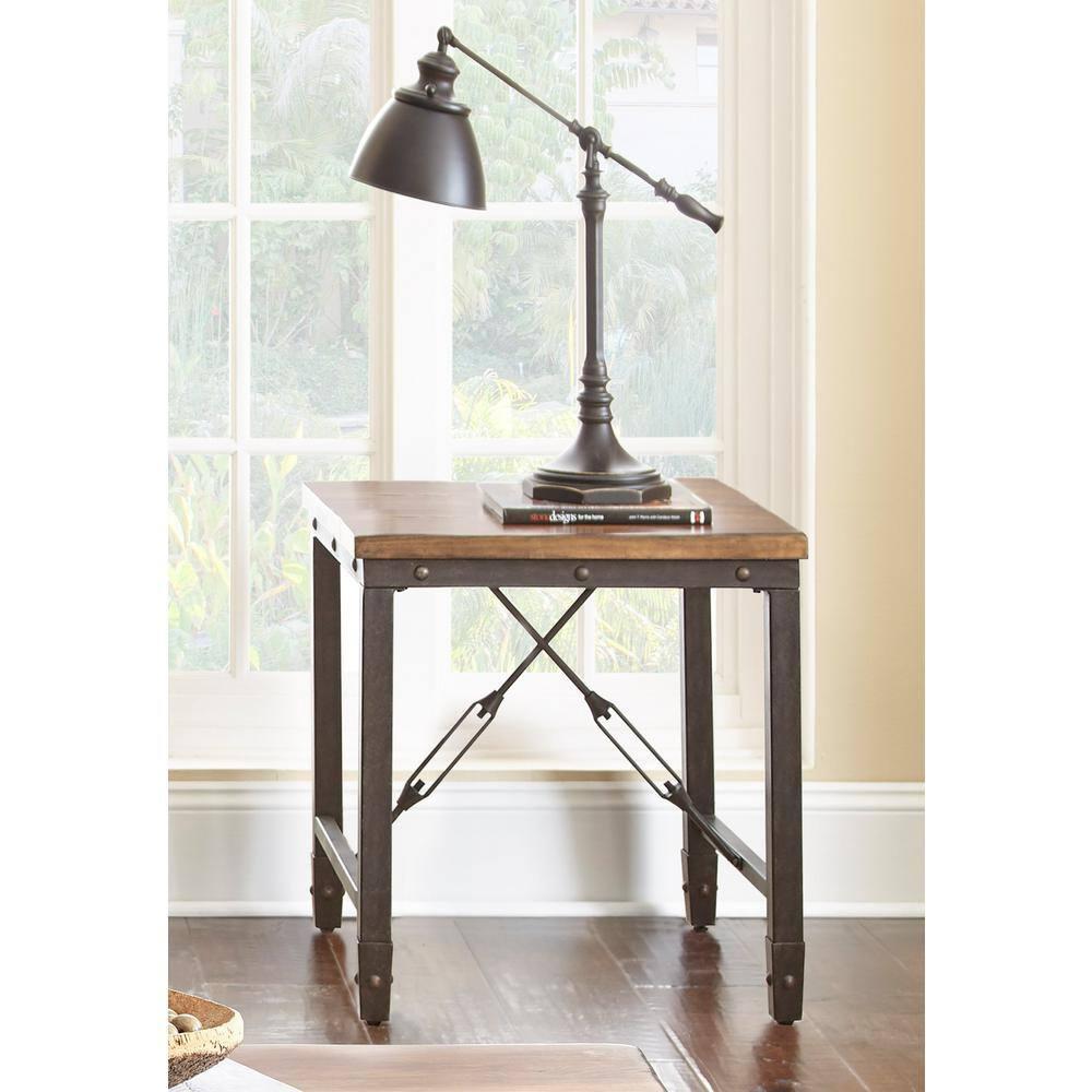 Ashford End Table Antique Honey - Steve Silver Co.: Industrial Style, Pine Veneer, Engineered Hardwoods
