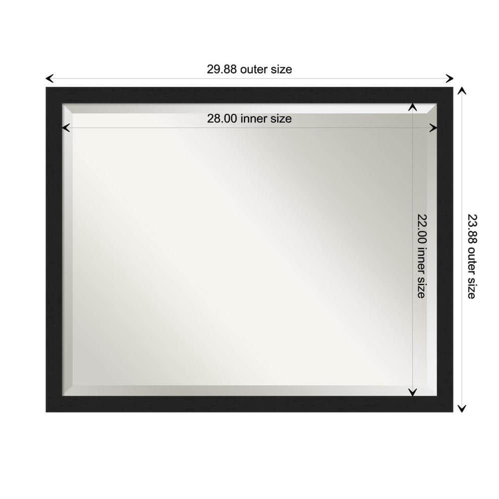 30" x 24" Grace Narrow Brushed Framed Bathroom Vanity Wall Mirror Black - Amanti Art: Wall Mount, Polystyrene Frame